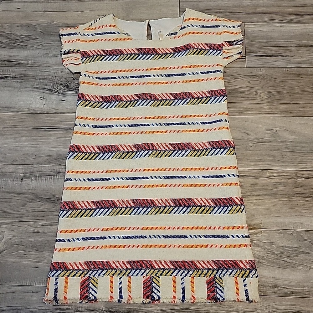Uncle Frank XS Multicolor Dress Geometric Stitching Hippie Shift Colorful USA